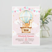 Heteluchtballon Baby Shower Uitnodiging (Staand voorkant)