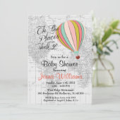 Heteluchtballon Baby Shower Uitnodiging (Staand voorkant)