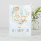 Heteluchtballon Baby Shower Uitnodiging (Staand voorkant)