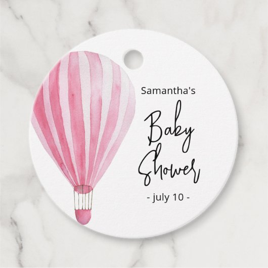 Heteluchtballon - babyshower bedankjes labels (Voorkant)