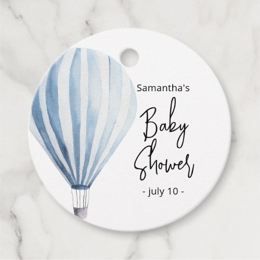 Heteluchtballon - babyshower bedankjes labels (Voorkant)