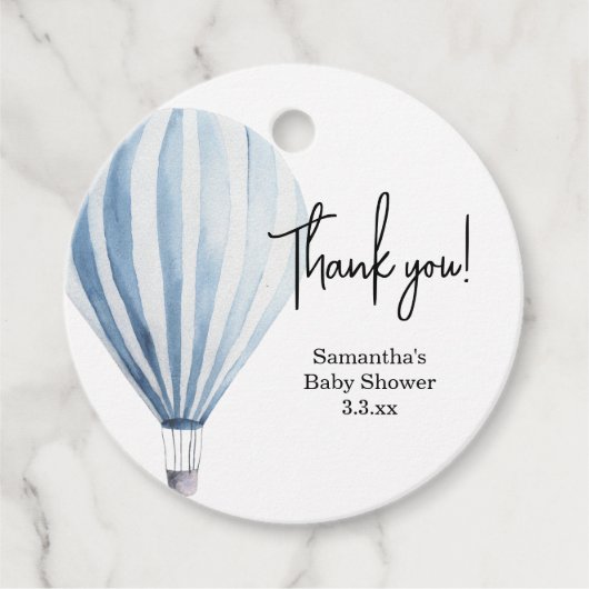 Heteluchtballon - babyshower bedankt bedankjes labels (Voorkant)
