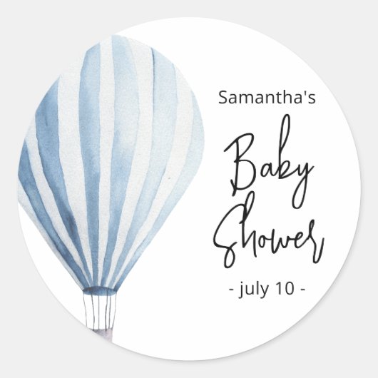 Heteluchtballon - babyshower ronde sticker (Voorkant)