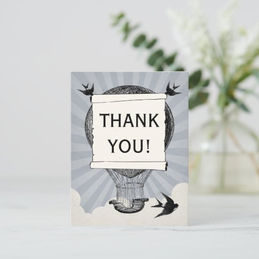  heteluchtballon bedankt bruiloft briefkaart (Staand voorkant)