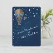  heteluchtballon bij nacht bruiloft kaart (Staand voorkant)