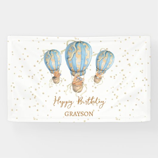 Heteluchtballon Boho Gefeliciteerd Verjaardag Spandoek (Horizontaal)