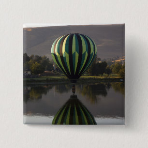 Heteluchtballon boven de Yakima rivier Vierkante Button 5,1 Cm
