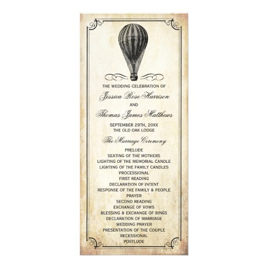  heteluchtballon bruiloft programma (Voorkant)