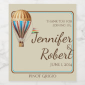 heteluchtballon Bruiloft Wijnlabel Wijn Etiket (Enkel label)