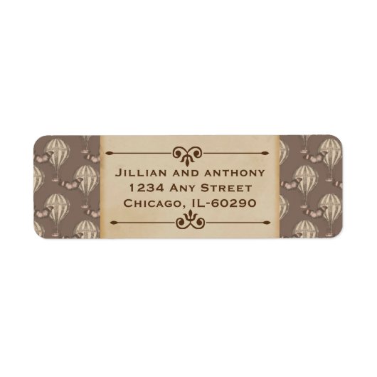  heteluchtballon bruin retouradres label (Voorkant)