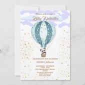 Heteluchtballon Cute Dieren Doop uitnodiging (Voorkant)