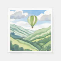 Heteluchtballon | Groene Aquarel Landschap