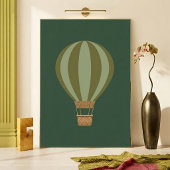 Heteluchtballon groene kinderkamer kunstprint poster