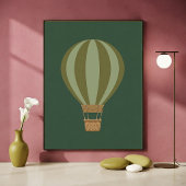 Heteluchtballon groene kinderkamer kunstprint poster