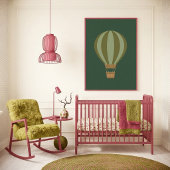 Heteluchtballon groene kinderkamer kunstprint poster