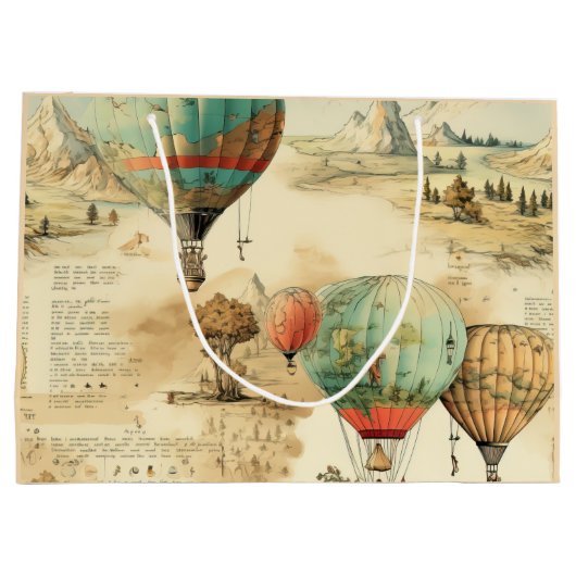 heteluchtballon in een sereen landschap (10) groot cadeauzakje (Achterkant)