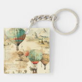  heteluchtballon in een sereen landschap (10) sleutelhanger (Achterkant)