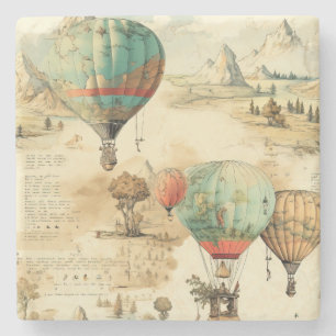 heteluchtballon in een sereen landschap (10) stenen onderzetter