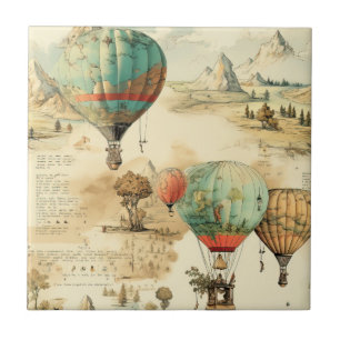  heteluchtballon in een sereen landschap (10) tegeltje