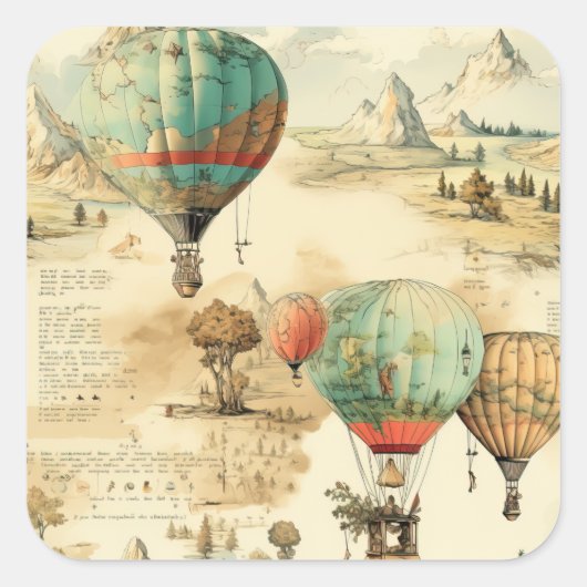  heteluchtballon in een sereen landschap (10) vierkante sticker (Voorkant)