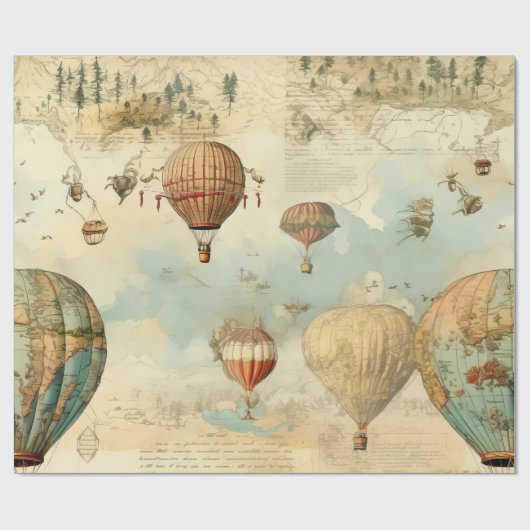 heteluchtballon in een sereen landschap (11) cadeaupapier (Vlak)