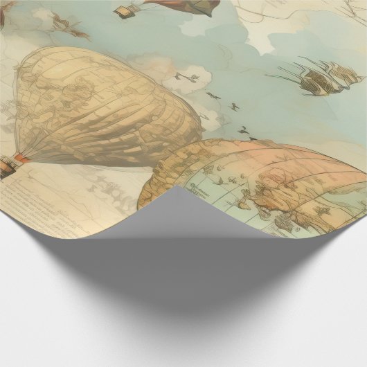 heteluchtballon in een sereen landschap (11) cadeaupapier (Hoek)