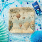 heteluchtballon in een sereen landschap (11) papieren bordje (Feest)