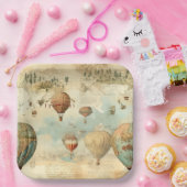 heteluchtballon in een sereen landschap (11) papieren bordje (Feest)