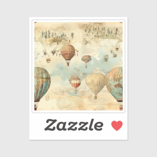 heteluchtballon in een sereen landschap (11) sticker (Vel)