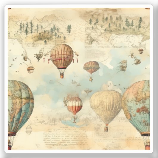  heteluchtballon in een sereen landschap (11) sticker (Voorkant)