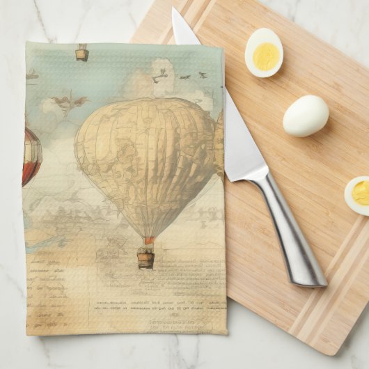 heteluchtballon in een sereen landschap (11) theedoek (Quarter Fold)