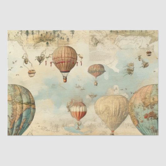 heteluchtballon in een sereen landschap (11) tissuepapier (Voorkant)