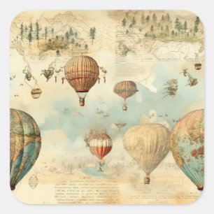  heteluchtballon in een sereen landschap (11) vierkante sticker