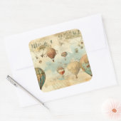  heteluchtballon in een sereen landschap (11) vierkante sticker (Envelop)