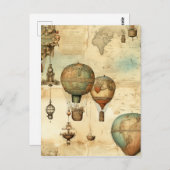  heteluchtballon in een sereen landschap (12) briefkaart (Voorkant / Achterkant)