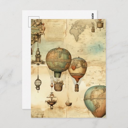 heteluchtballon in een sereen landschap (12) briefkaart (Voorkant / Achterkant)