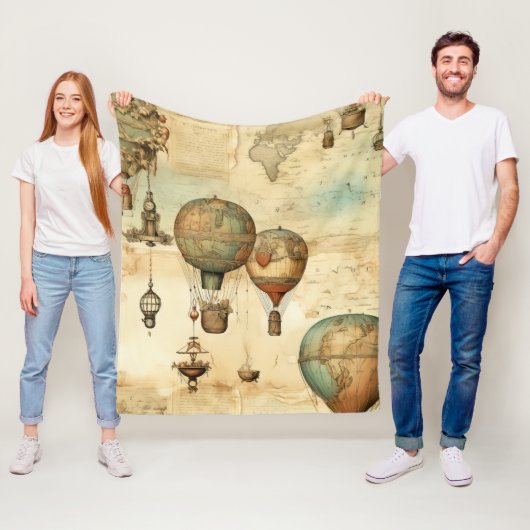  heteluchtballon in een sereen landschap (12) fleece deken (In situ)