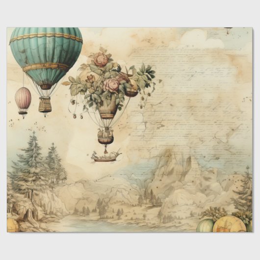  heteluchtballon in een sereen landschap (1) cadeaupapier (Vlak)