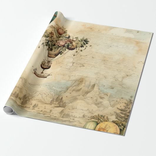  heteluchtballon in een sereen landschap (1) cadeaupapier (Uitgerold)