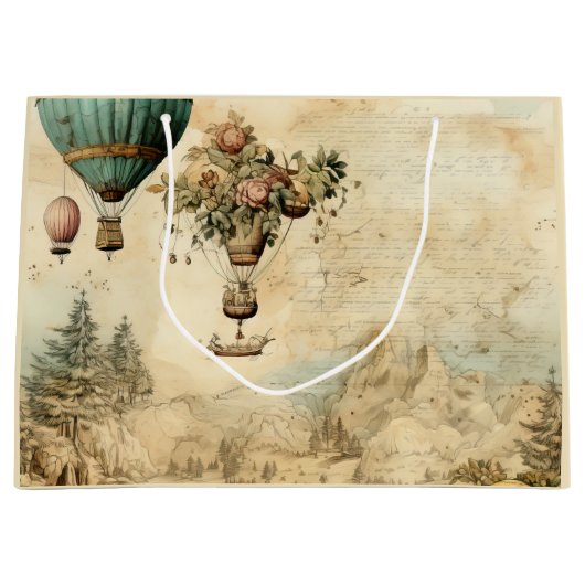  heteluchtballon in een sereen landschap (1) groot cadeauzakje (Voorkant)