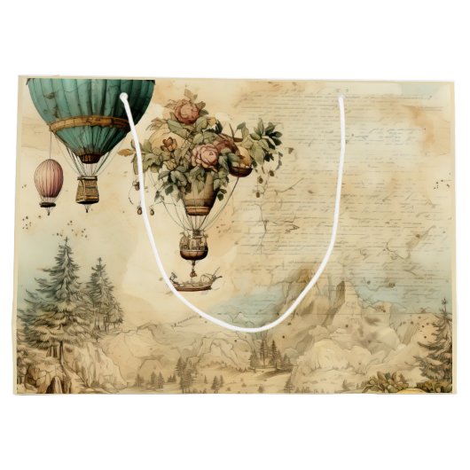 heteluchtballon in een sereen landschap (1) groot cadeauzakje (Achterkant)