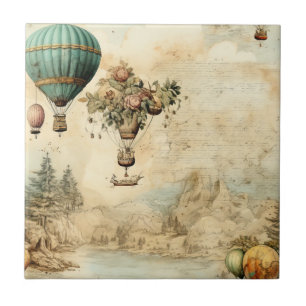  heteluchtballon in een sereen landschap (1) tegeltje