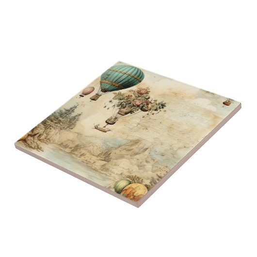  heteluchtballon in een sereen landschap (1) tegeltje (Zijkant)