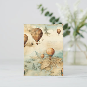  heteluchtballon in een sereen landschap (2) briefkaart
