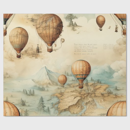  heteluchtballon in een sereen landschap (2) cadeaupapier (Vlak)