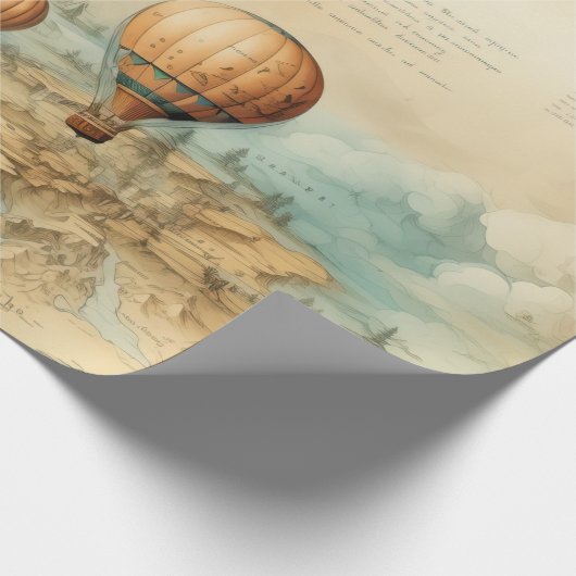 heteluchtballon in een sereen landschap (2) cadeaupapier (Hoek)