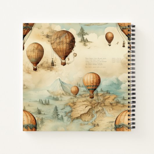  heteluchtballon in een sereen landschap (2) notitieboek (Achterkant)