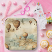 heteluchtballon in een sereen landschap (2) papieren bordje (Feest)