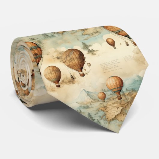 heteluchtballon in een sereen landschap (2) stropdas (Opgerold)