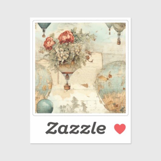  heteluchtballon in een sereen landschap (3) sticker (Vel)